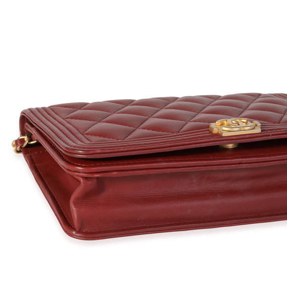 Chanel Burgundy Quilted Lambskin Boy Wallet on Chain - Picture 7 of 7